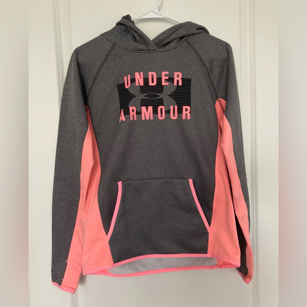 Under Armour Loose Coldgear Storm Pink and Grey Water Resistant Hoodie Women’s S
